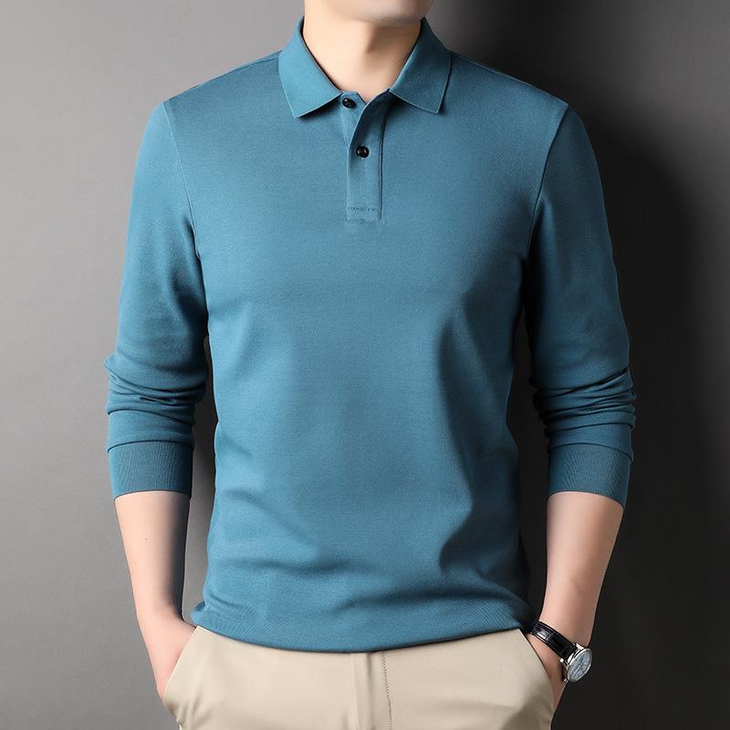 Tシャツ メンズ 男性用 トップス 春秋 薄手 襟付き カットソー 無地 ビジネス カジュアル 長袖 綿100% 普段使い リラックス ルームウェア