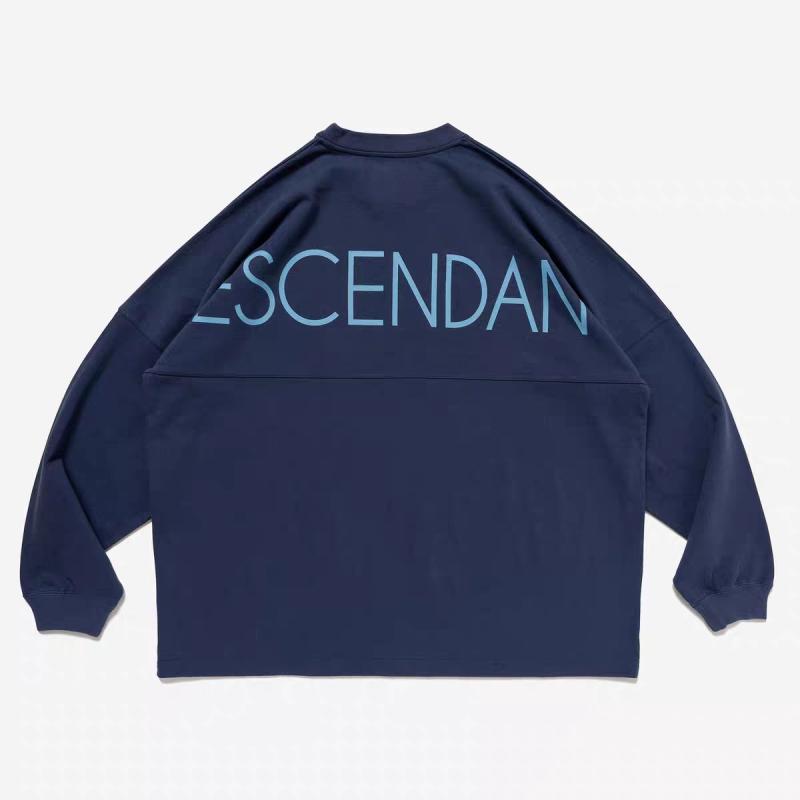 Tシャツ 男性用 長袖 丸首 字母プリント ルーズ トップス 日系スタイル コットン 海ブルー ブラック ホワイト S M L XL
