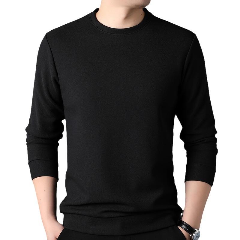 スウェット メンズ 男性用 ウール混紡 シルク混紡 長袖 Tシャツ カットソー プルオーバー 部屋着 普段使い 秋冬 ブラック 黒 グレー 灰色