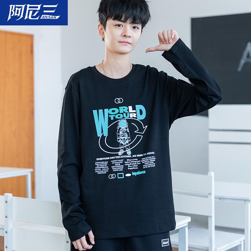 Tシャツ メンズ 男性用 長袖 カットソー 高校生 中学生 トップス ルーズ ゆったり ブラック ホワイト2