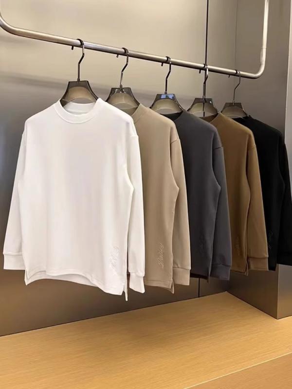 Tシャツ 男性用 秋冬 加厚 裏起毛 あったか トップス 長袖 インナーシャツ カットソー 無地 ゆったり 白 黒 灰色 コーヒー カーキ 綿