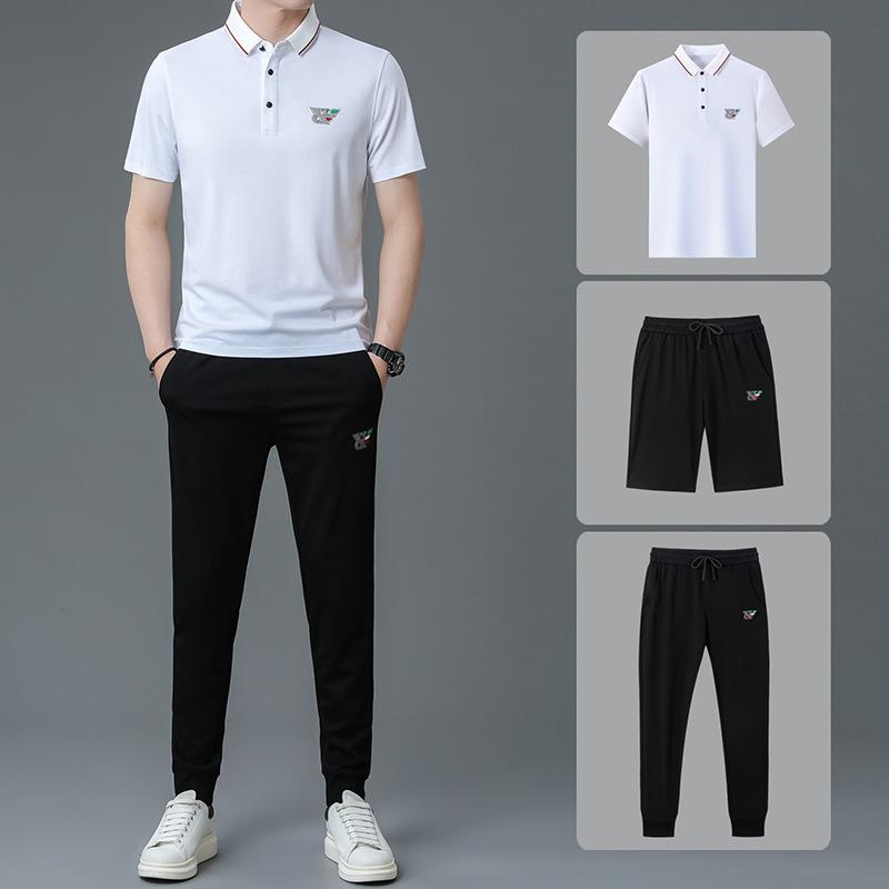メンズ Ｔシャツ 半袖 長ズボン 3点セット 薄手 スポーツウェア 男性用 部屋着 リラックスウェア カットソー イージーパンツ