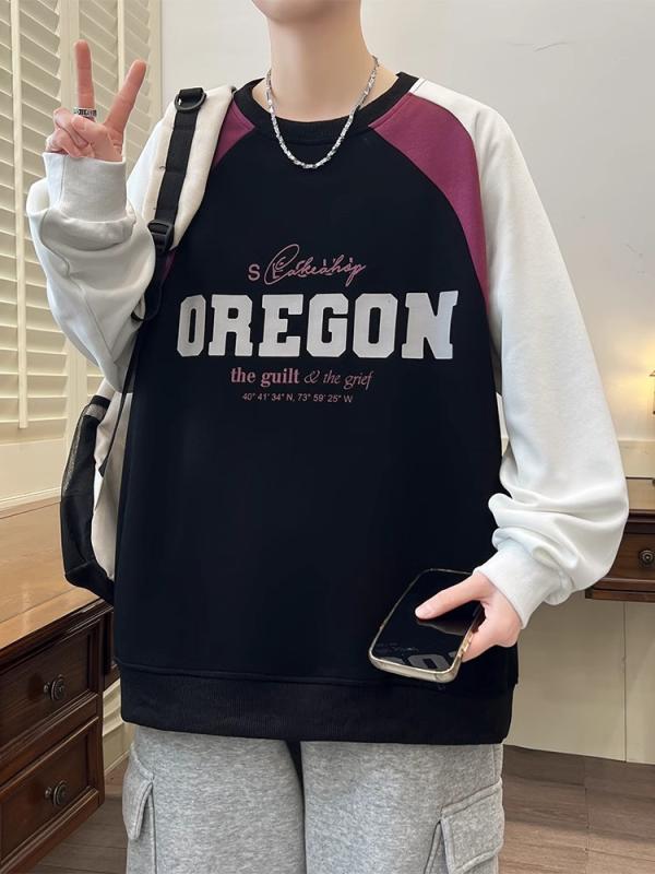 トレーナー メンズ 男の子 ティーン 長袖Tシャツ プリント プルオーバー 春秋 薄手 ゆったり 黒 白 グレー 赤 綿