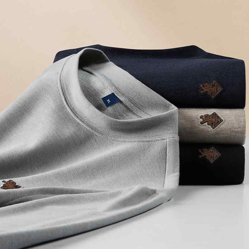 スウェット メンズ 男性用 大きいサイズ 長袖 Tシャツ カットソー 丸首 無地 部屋着 普段使い アウトドア 秋冬 灰色 深青色 黒色 ゆったり
