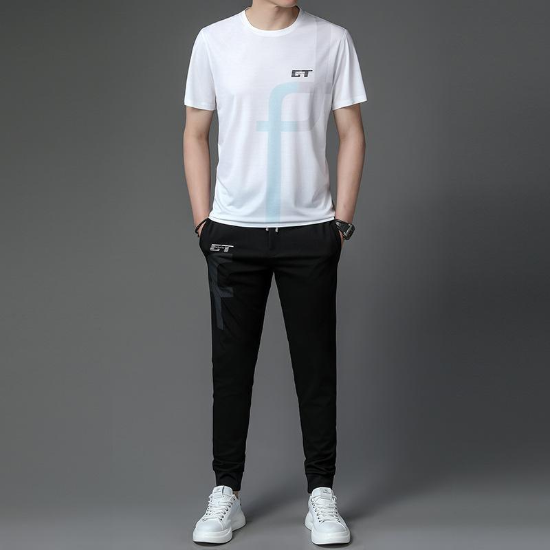 メンズ Tシャツ \u0026amp; パンツ セットアップ 薄手 男性用 部屋着 ルームウェア 普段使い 粘?混紡 ブラック ホワイト2