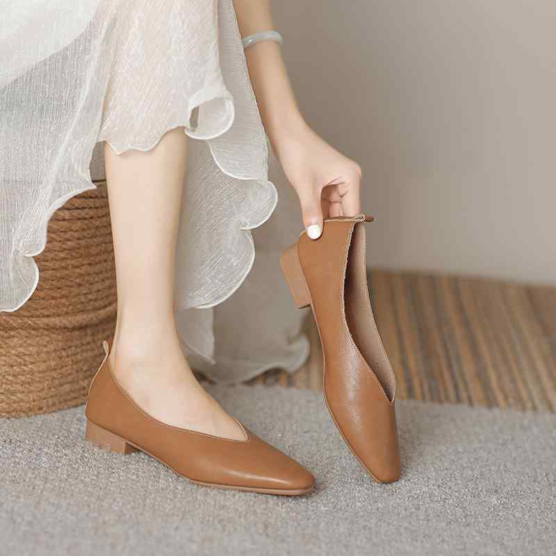 フラットシューズ レディース パンプス 本革 ローヒール Vカット スクエアトゥ 柔らかい 痛くない 歩きやすい 履きやすい 滑り止め ラウンドトゥ カジュアル フォーマル オフィス 通勤 仕事用 普段使い 春 秋 冬 赤 黒 緑 ブラウン