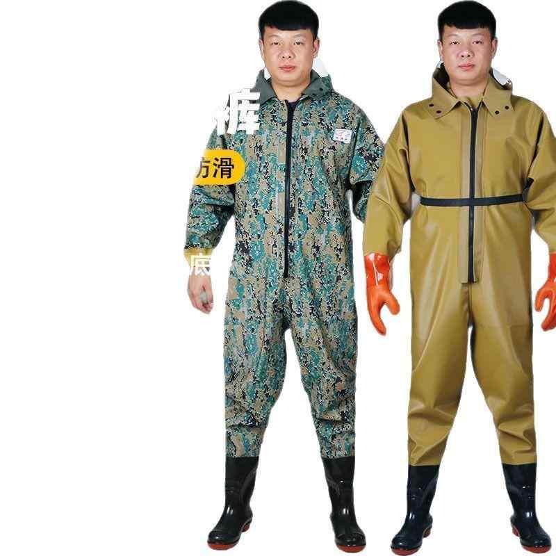 雨具 レディース メンズ 防水 釣り用 オーバーオール 厚手 農業 水産 漁業 ワークウェア レインパンツ レインシューズ 一体型 5,008円