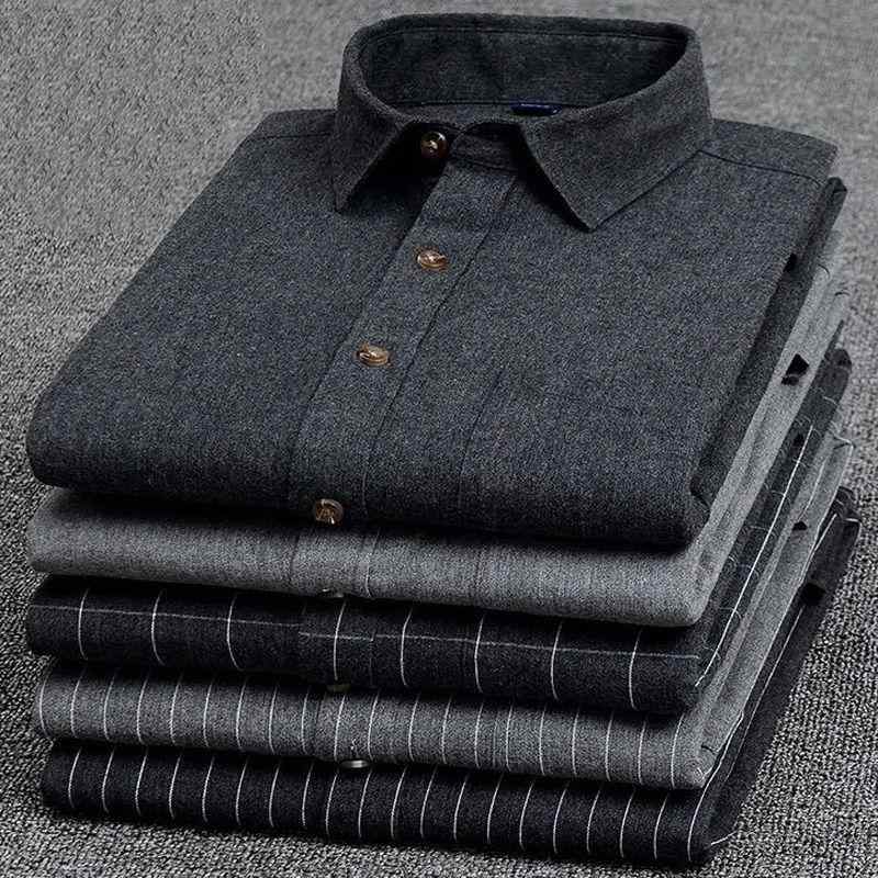 シャツ メンズ 長袖 コットン ストライプ ネルシャツ カジュアルシャツ 男性用 4XL 大きいサイズ ゆったり 秋冬