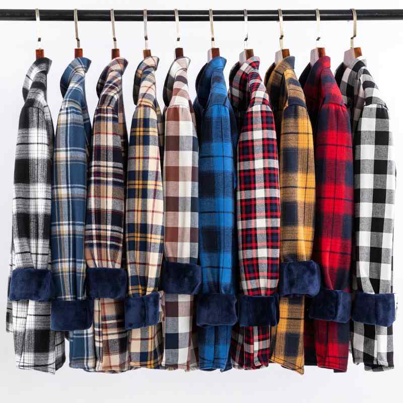 シャツ 男性用 中老年 紳士服 トップス 格子柄 純綿 コットン 起毛 厚手 長袖 暖かい 防寒 冬