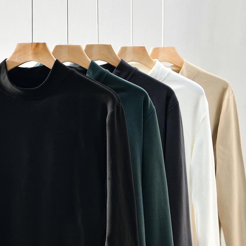 Tシャツ メンズ 男性用 秋冬 加厚 裏起毛 ハイネック カットソー トップス 無地 普段使い 部屋着 インナー カジュアル