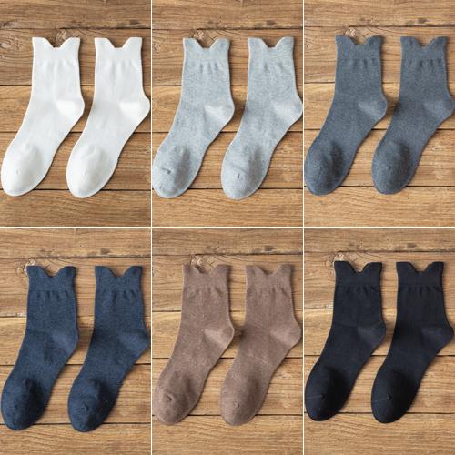 靴下 男性用 防臭 抗菌 長絨綿 中筒 オールシーズン 無地 38-44 24.0-27.0cm 6足セット 普段使い