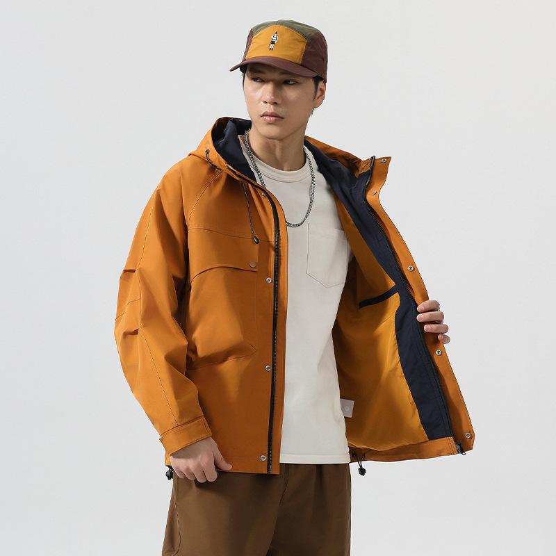 ジャケット 男性用 耐摩耗性 コーデュロイ 長袖 カジュアル ルーズフィット ジップアップ ポケット付き オレンジ ブラック 孔雀グリーン モニグリーン 刺繍レッド