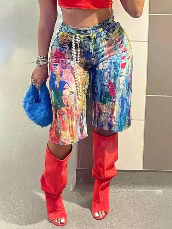 パンツ レディース 欧米風 ポリエステル 直筒パンツ 5分丈 カジュアル ゆったり 厚手 ストリート 普段使い