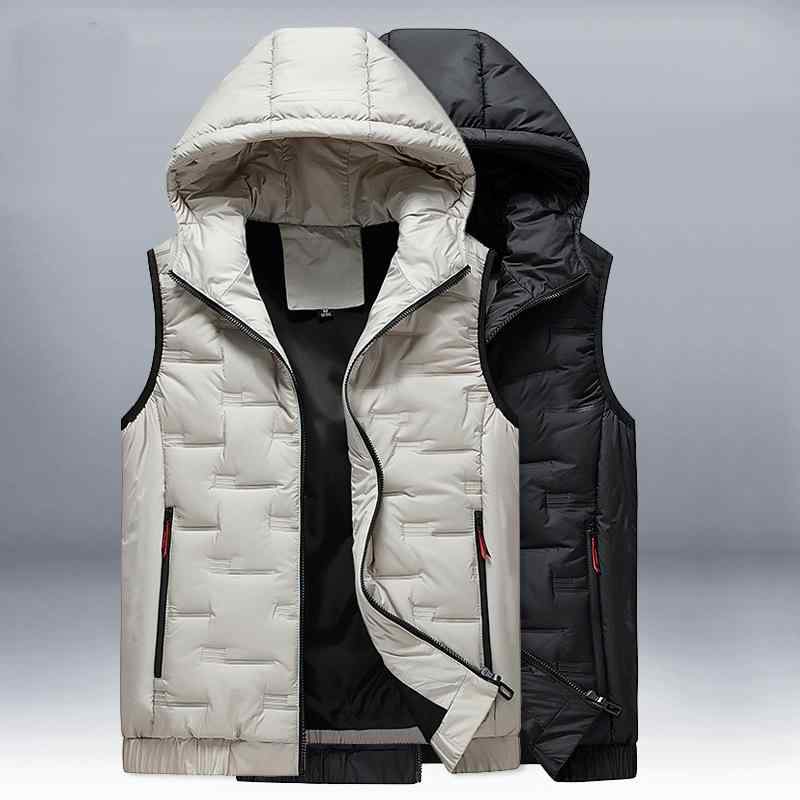 ベスト 男性用 フード付き 中綿ベスト ファッション カジュアル 保温 防寒 ポリエステル 直下裾 ブラック カーキ グレー
