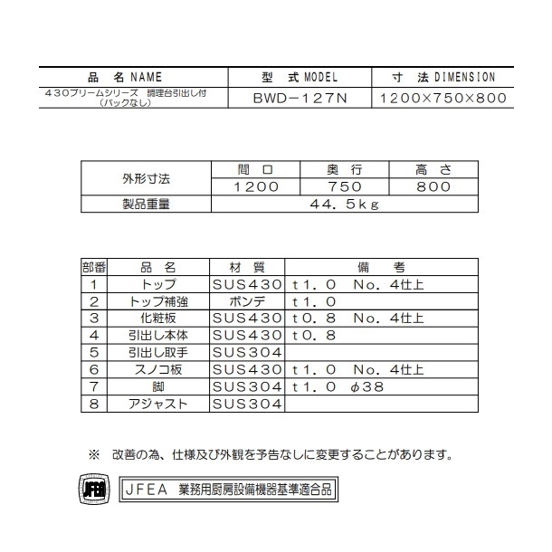 専門店 マルゼン 調理台 スノコ板付 430ブリームシリーズ BW-037N ad