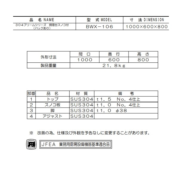人気の福袋 【海外輸入】 新品、未使用 BWX-106 SUS304 マルゼン 作業台 バックガードあり:厨房機器販売クリーブランド 業務用厨房機器 - www.djerbalagune.com www.djerbalagune.com