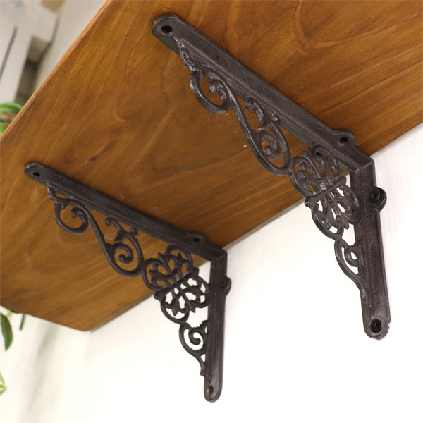 楽天市場 ブラケット アイアンブラケット 棚受け 中くらいサイズ アイアン アンティーク 2個セット ツリーハウス ガーデン雑貨 Diy