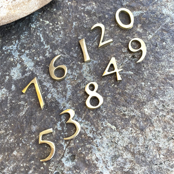 4 5 50mm  Brass Number Metal Door Numbers 1 9, 8 7