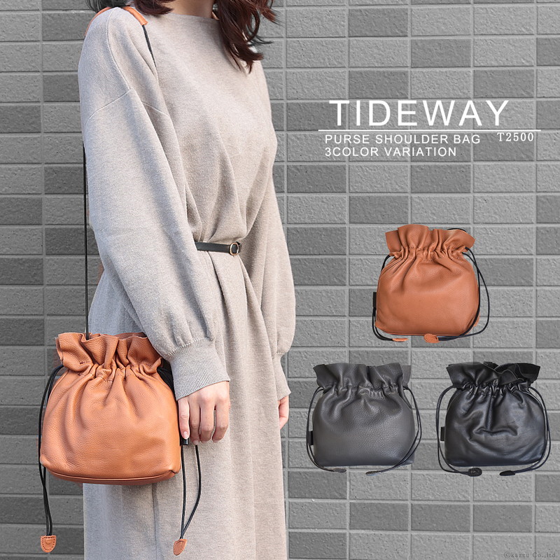 100 安い 巾着 バッグ ショルダー レディース 本革 レザー ショルダーバッグ 日本製 シンプル 無地 小さめ 軽量 ナチュラル カジュアル 肩掛け 斜めがけ 大人 かわいい 鞄 Tideway タイドウェイ D Leather 巾着shoulder T2500 Sp12 高質で安価 Qchfoundation Ca