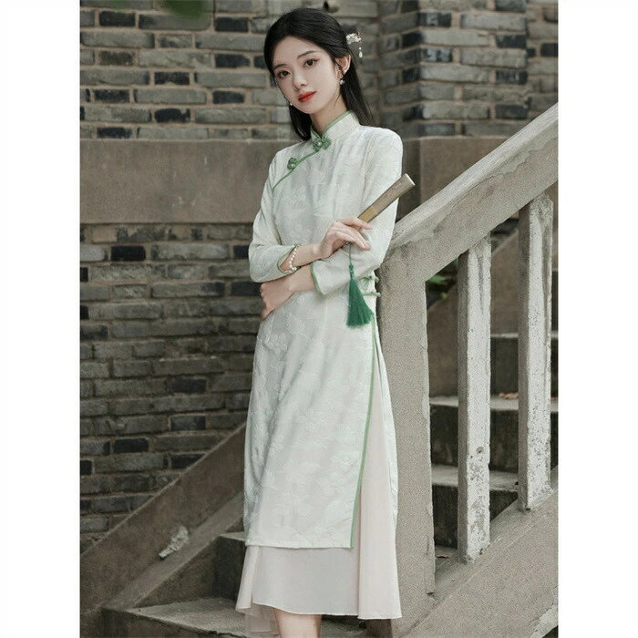 ワンピース レディース チャイナドレス チャイナ服 中華風 ロング丈 長袖 オールインワン 秋 春 30代 40代 50代 レディースファッション お出かけ 女子会 忘年会 披露宴 6,525円