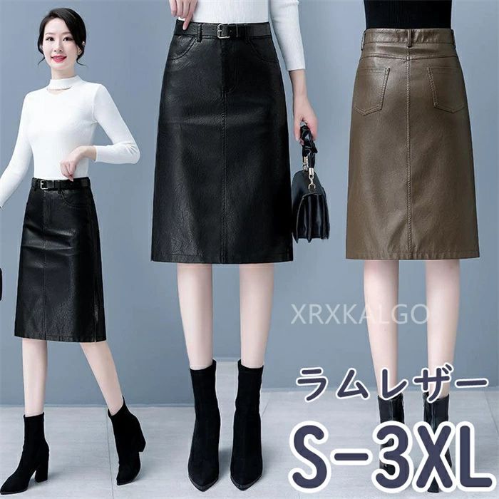 【クーポンで10%オフ】レザースカート レディース ロングスカート 本革 ミニ丈革スカート 膝丈 マーメイドスカート ラムレザー 秋冬 Aライン ブラック ブラウン 羊革 タイト スカート ラムレザー ミモレ丈 通勤 オフィス OL|クレオパトラセレクト