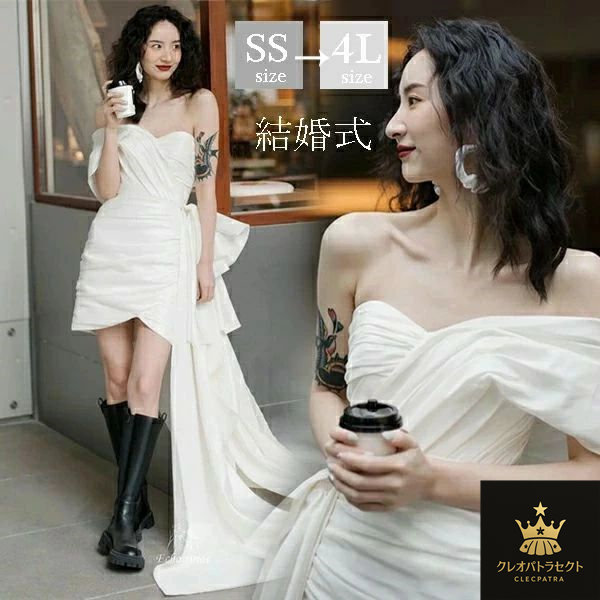 【クーポンで10％オフ】ウェディングドレス ミニ 二次会 前撮り ショート丈 ミニ 大きいサイズ 結婚式 二次会ドレス ミニドレス 前撮り 海外挙式 ウェディングドレス ライトドレス ファスナー 花嫁ドレス ウェディングドレス ミニ 軽い 20代 30代 40代 前撮り 後撮り｜クレオパトラセレクト