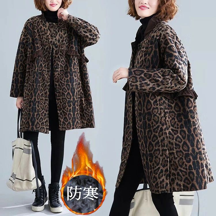 【クーポンで10％オフ】コート レディース 秋 冬 きれいめ 軽い レオパード柄 ヒョウ柄 ミディアムコート アウター 大きいサイズ ゆったり 体型カバー 韓国風 あったか おしゃれ カジュアル 着痩せ 20代 30代 40代 50代 60代