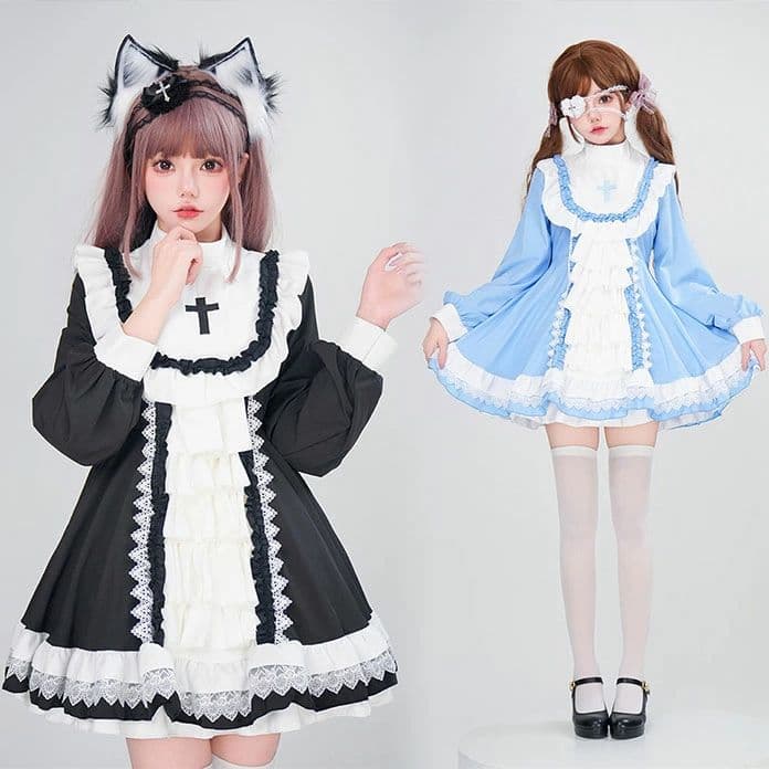 楽天市場】ロリータ服 ゴシック メイド服 ゴスロリ コスプレ衣装 洋服