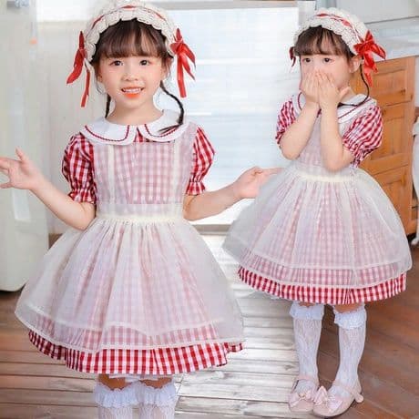 【クーポンで10％オフ】メイド服 キッズ コスプレ メイド ワンピース 衣装 子供用 女の子 仮装 ロリータ セット コスチューム フリル クリスマス 余興 イベント 110 120 130 140 アイドル キャラクター アニメ 衣装 コスチューム 翌日配達 　bauty394