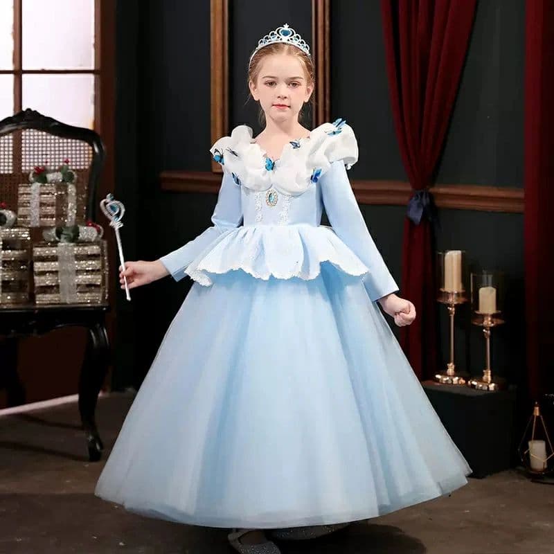 ハロウィン キッズ ワンピース こども 衣装 子供 女の子 ドレス コスプレ 衣装 長袖ドレス コスチューム 仮装 お姫様 プリンセス 子供 ドレス コスプレ 子どもドレス キッズワンピース キッズ クリスマス ベビー コスチューム 女の子 青 女児 可愛い お遊戯会