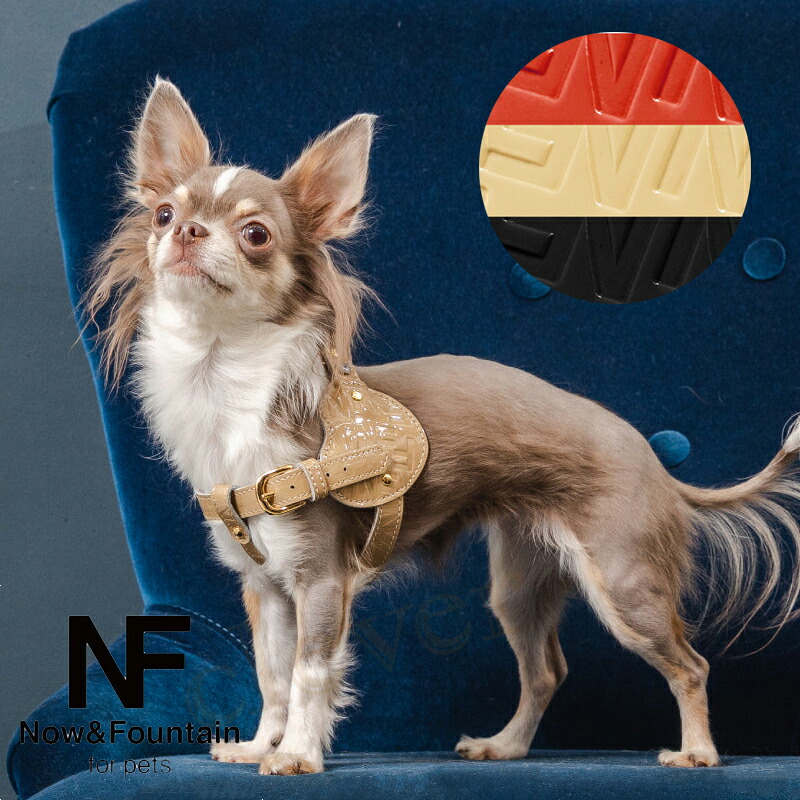Now&Fountain ボディベルト Dタイプ ジュエリーエンボス ボディーベルトシリーズ バディベルト リングハーネス 小型犬 ティーカッププードル チワワ 首輪 犬 ペット レザー リード 日本製 本革【正規代理店】 ラッピング可