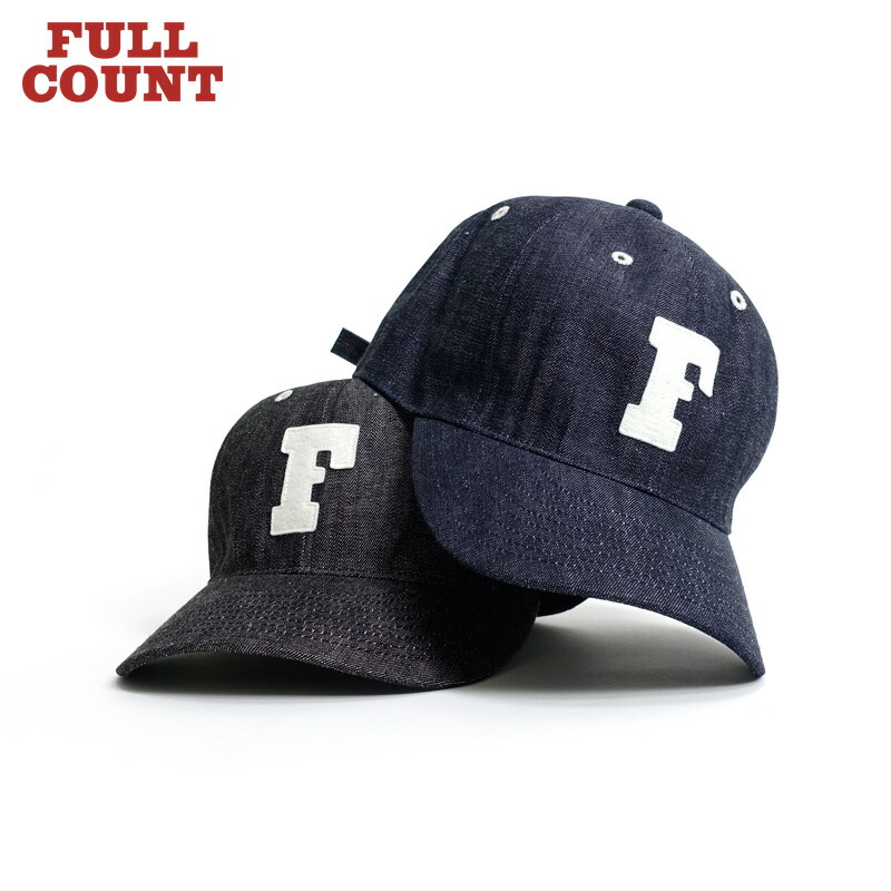 フルカウント FULL COUNT [6843] 6PANEL DENIM BASEBALL CAP F Patch 6パネル デニム ベースボールキャップ \"F\"パッチ