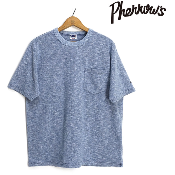 フェローズ Pherrow's [26S-PIPT1-UW] 半袖 インディゴ杢 ポケットTシャツ｜CLEVER WEB SHOP