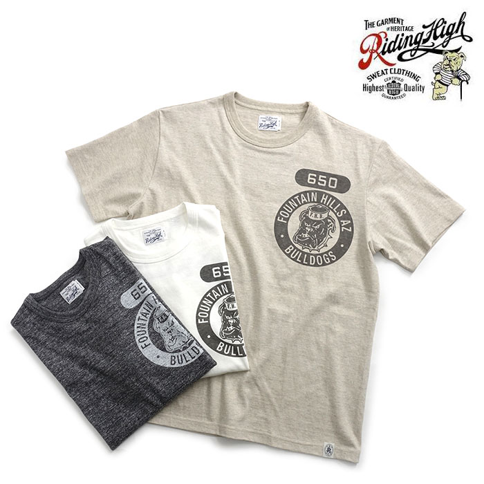 ライディングハイ RIDING HIGH [R185-0101B-CV1] 半袖天竺Tシャツ "BULLDOGS" CUSTOM LW S/S TEE 日本製｜CLEVER WEB SHOP
