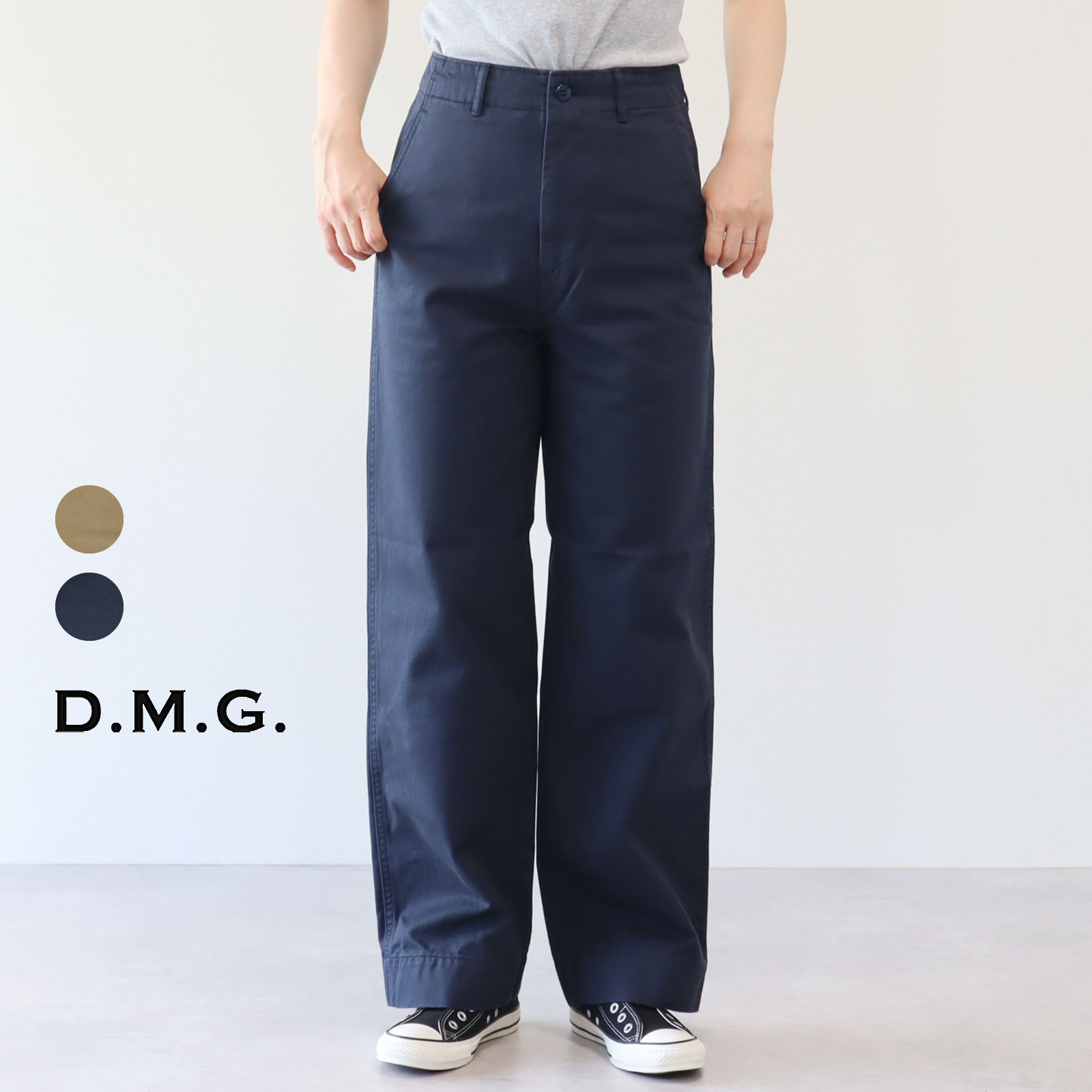 D.M.G. ドミンゴ 日本製 高密度 チノ ワイド ストレート パンツ DOMINGO