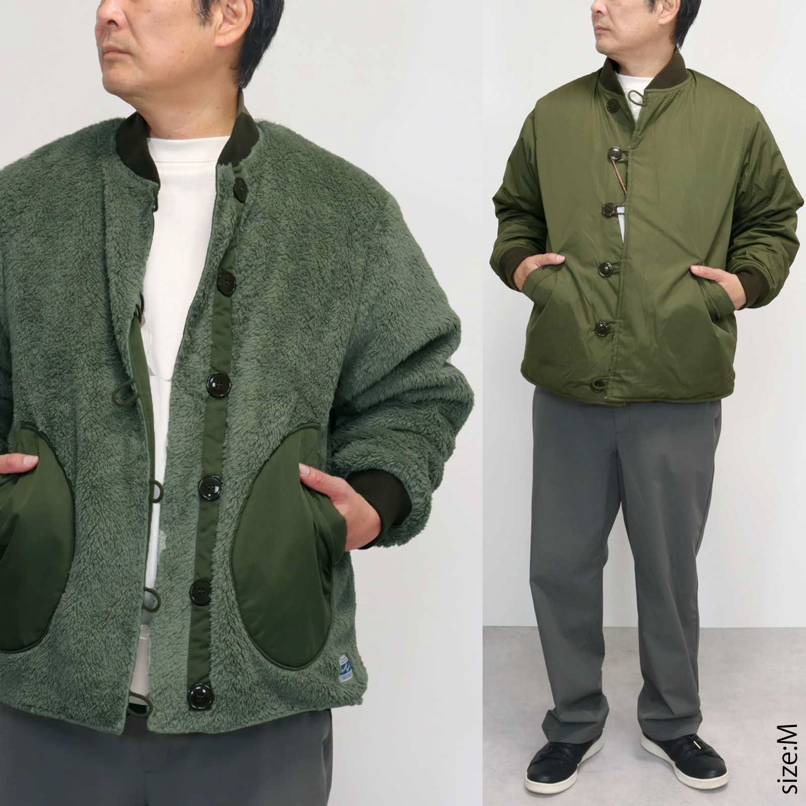 50%OFF レディースにも♪ ユニセックスS-L アーミーツイル ポリエステル フリース リバーシブル 袖襟リブ ブルゾン ジャケット ミリタリー ARMY TWILL