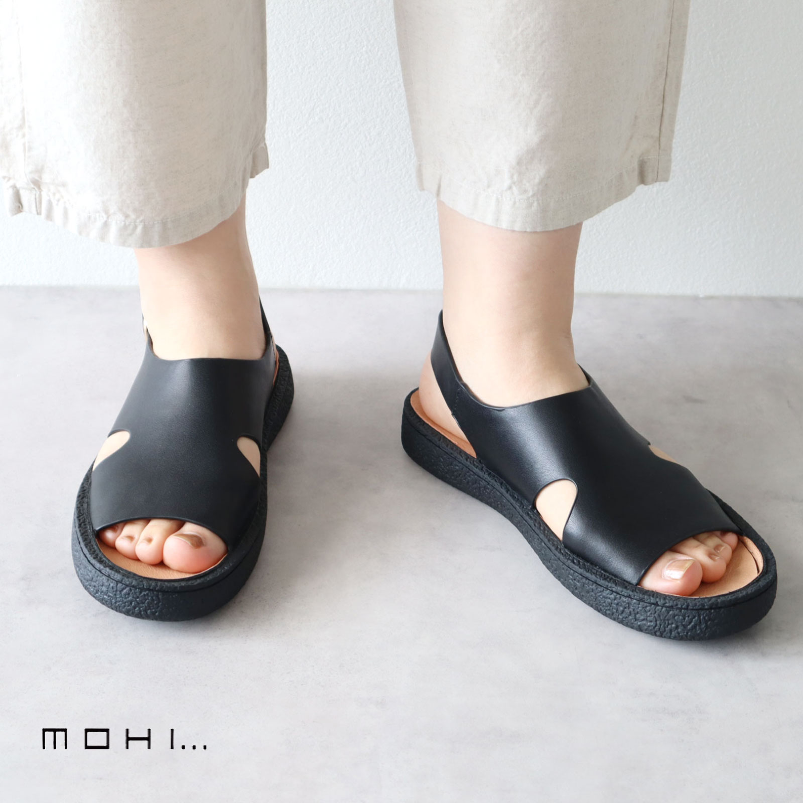 40(24,5-25cm) モヒ オープントゥ サンダル グルカ 牛革 カウレザー レディース MOHI