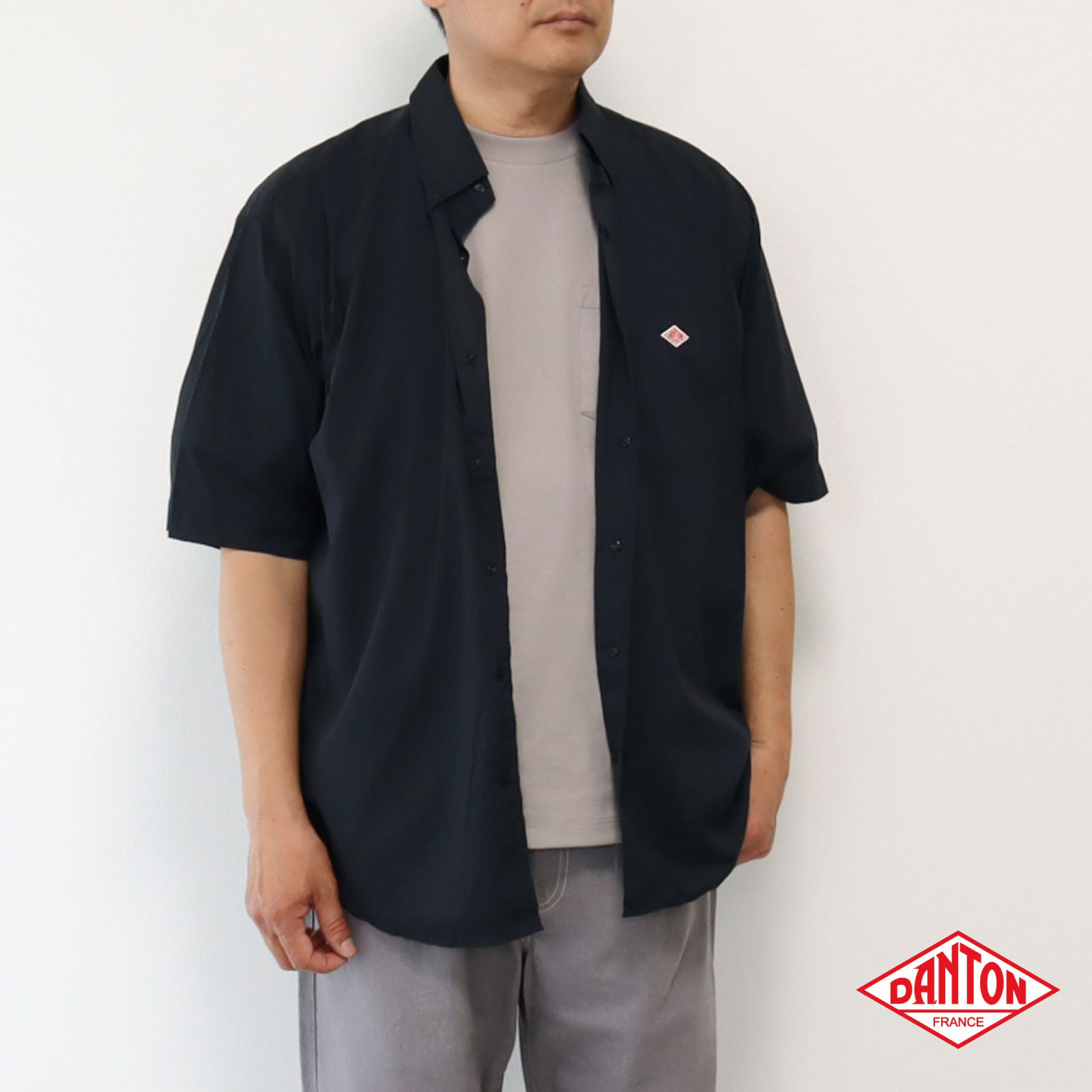 美品　DANTON　42　リネン地　丸襟プルオーバーシャツ　半袖 美品 DANTON 42 リネン地 丸襟プルオーバーシャツ 半袖 - メルカリ