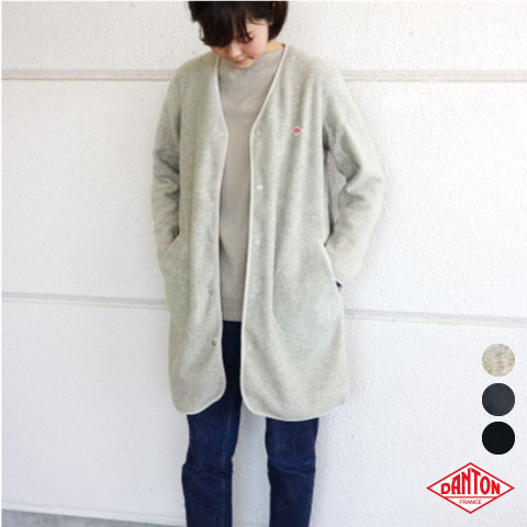DANTON ノーカラーフリース ジャケットメンズ40グレー DANTON（ダントン）の「＜DANTON＞ ノーカラー フリースジャケット