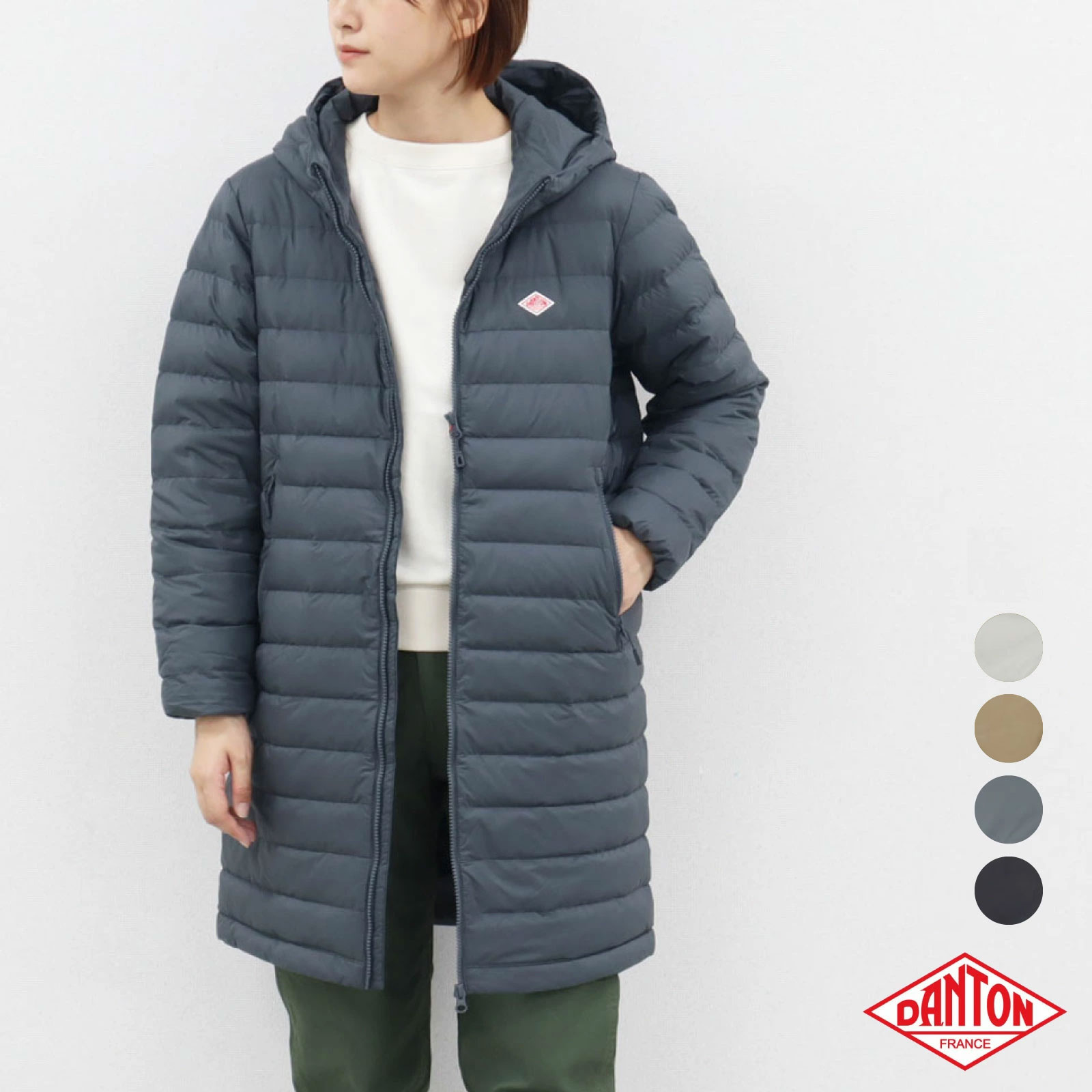 美品 ダントン フード付き ミドル ダウン ジャケット Lサイズ ブラック38 1top_jk.jpg