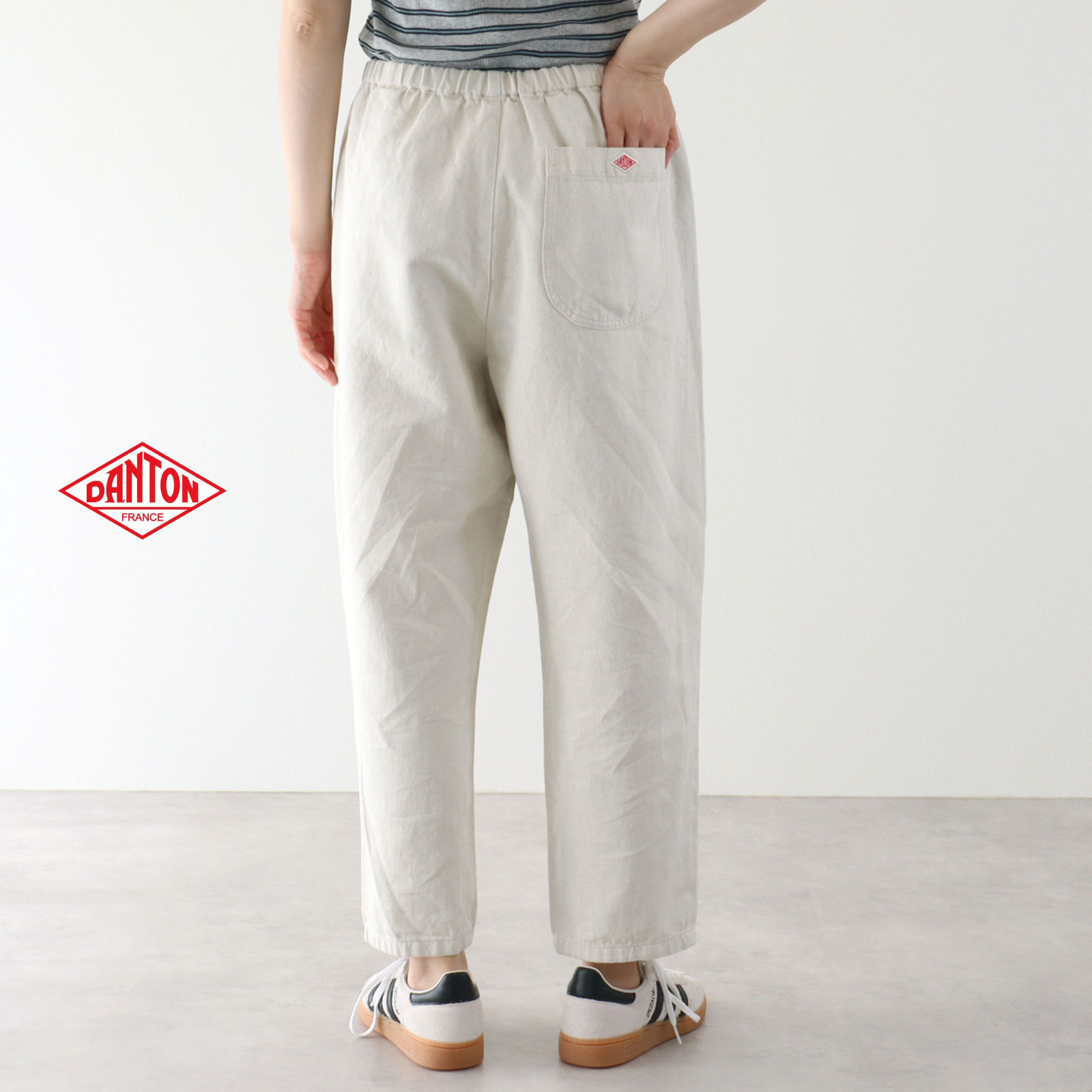 ほぼ通年履ける♪ 36-38 ダントン コットンリネン ツイル イージー パンツ レディース DANTON｜ＣＬＥＶＥ店