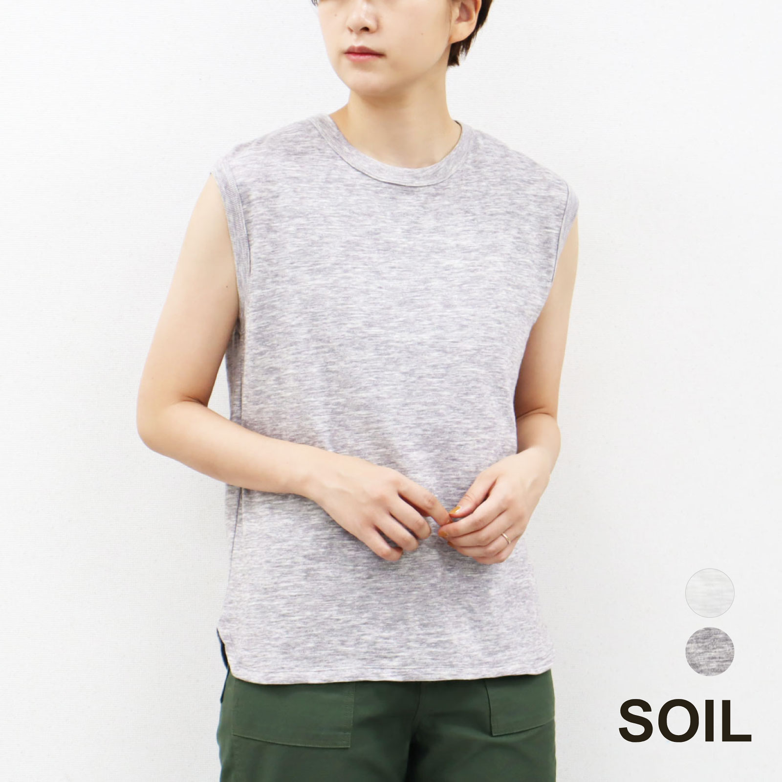ソイル コットン スラブ ヴィンテージ クルーネック フレンチスリーブ Tシャツ プルオーバー SOIL インド製 綿［ネコポス］
