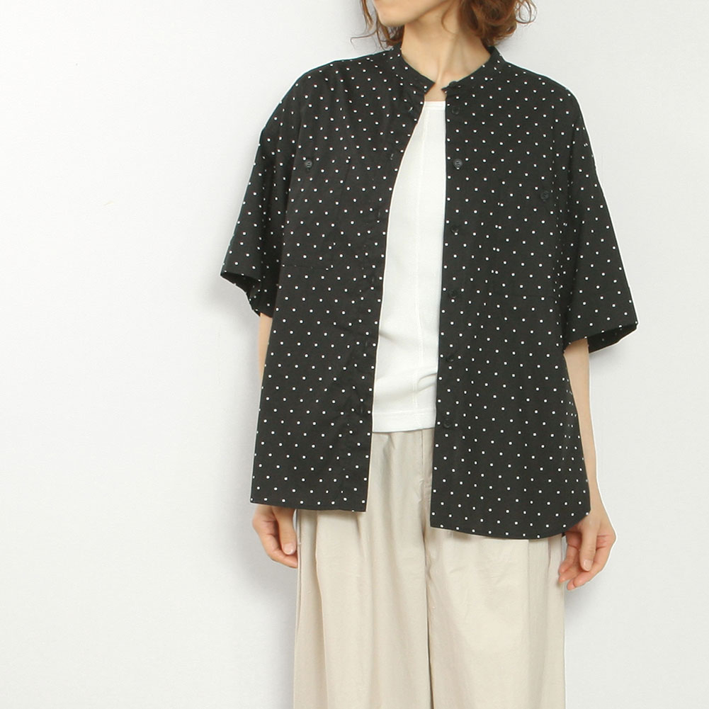 （OUTLET）Blanc Bleu Minuit ブランブルーミニュイ ドットPT ダブルポケットシャツ 06-008-6｜MIDLAND SHIP 7,966円