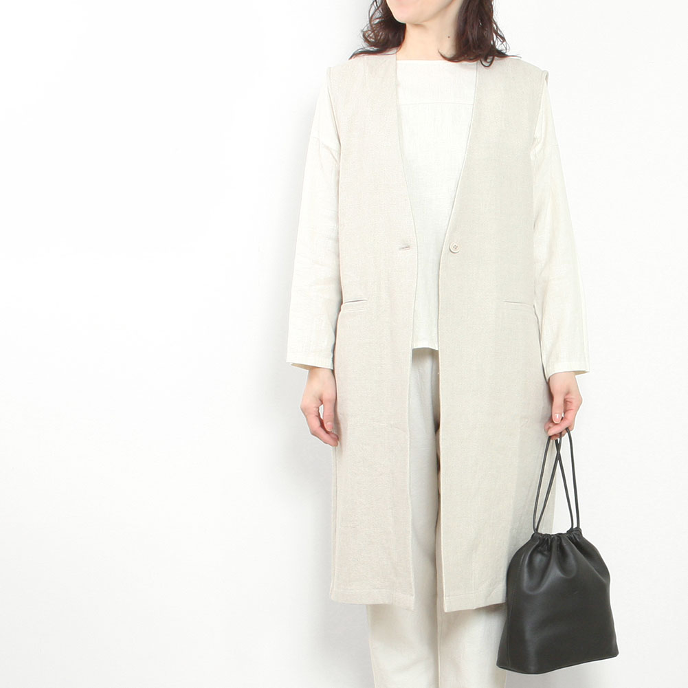 evam eva エヴァムエヴァ linen cotton long vest E251T034