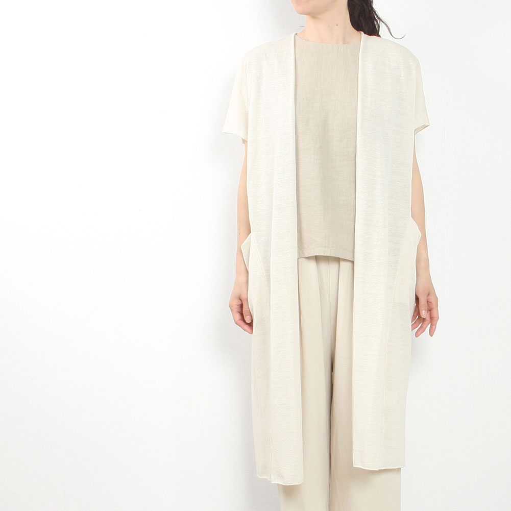evam eva エヴァムエヴァ linen robe vest E251K180