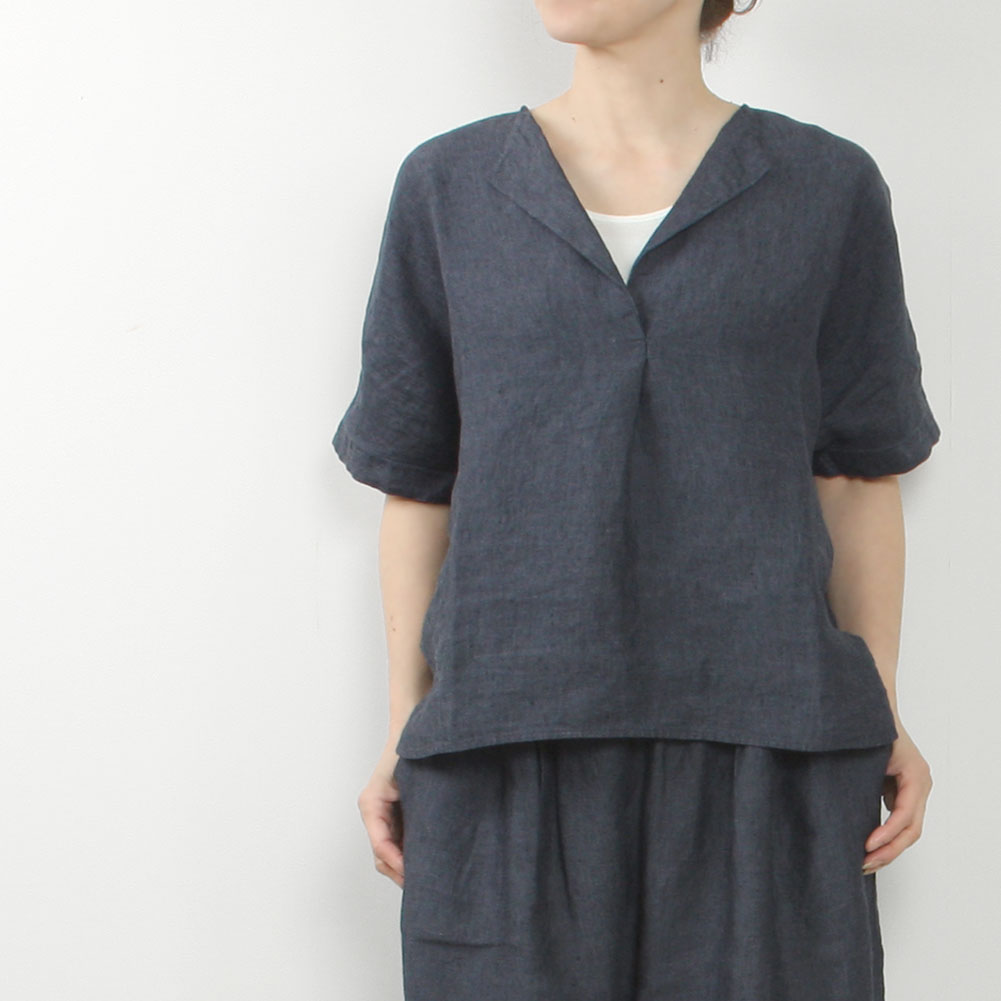 【引き換え証客体 6/4 20:00-6/11 1:59】evam eva エヴァムエヴァ linen tuck pullover E261T175