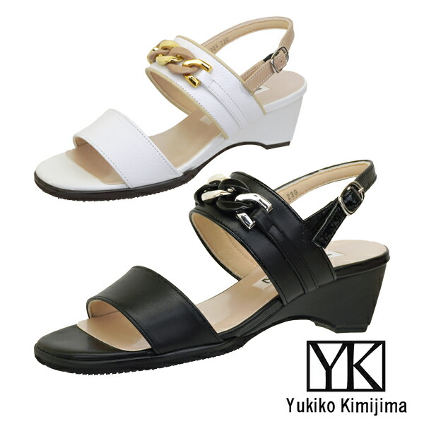 ユキコ キミジマ Yukiko Kimijima 8324 3E EEE なめし革 バックストラップサンダル 輪っか三尺帯 ウェッジソール 本革 日本製 雅びやか 分かりやすい 心地よい 今めかしい 愛くるしい 骨組み自然的 レディース 貨物輸送無料