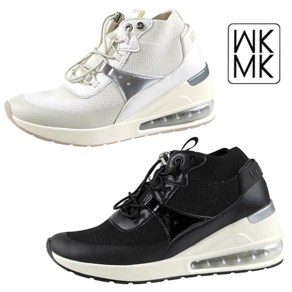 ミッシェルクラン MK MICHEL KLEIN MK-432 ストレッチ カジュアルスニーカー バンジーシューレース 黒 白 ウエッジソール エアソール おしゃれ かわいい 美脚シューズ レディース 送料無料