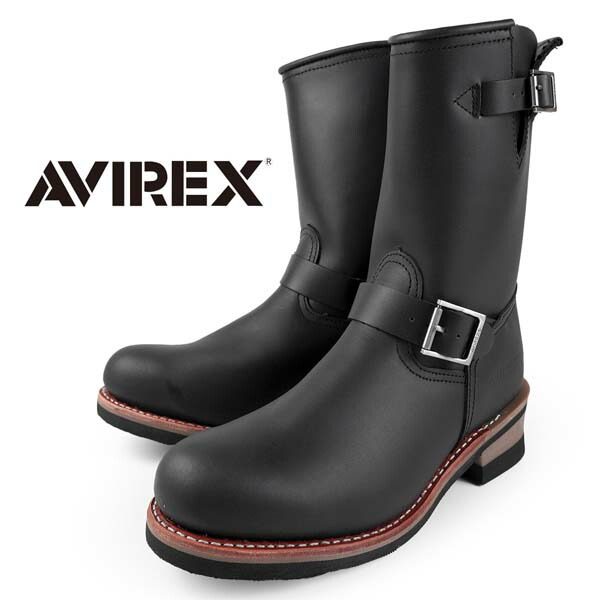 【P５倍以上 マラソン期間中】【ポイント5倍！】【保革オイルプレゼント】 アビレックス AVIREX HORNET ホーネット エンジニアブーツ 天然皮革 2230 黒 おしゃれ バイク シンプル メンズ 送料無料