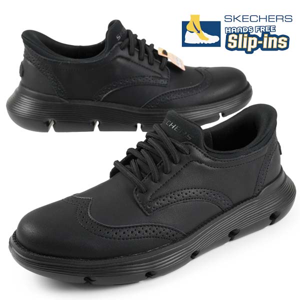 スケッチャーズ SKECHERS SLIP-INS GARZA-SULLY スリップインズ ガーザ 205311 BBK 黒 スリッポン ウォーキング 本革 ウィングチップ 冠婚葬祭 疲れにくい ビジネスシューズ カジュアル シンプル メンズ 送料無料｜靴のクリックマーケットMASUYA